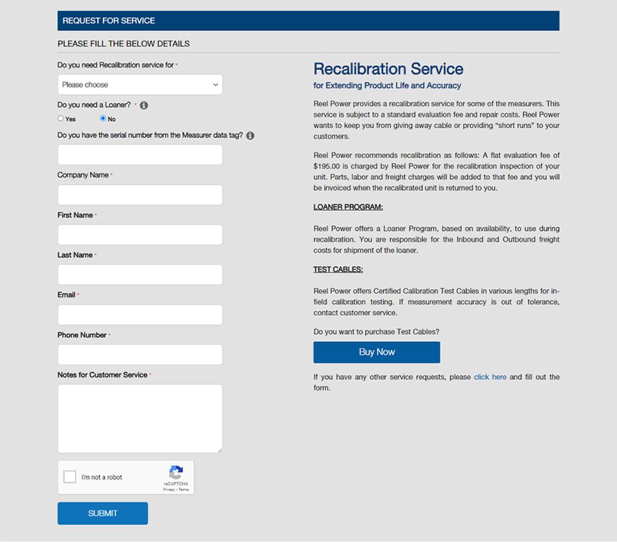 Request for Recalibration